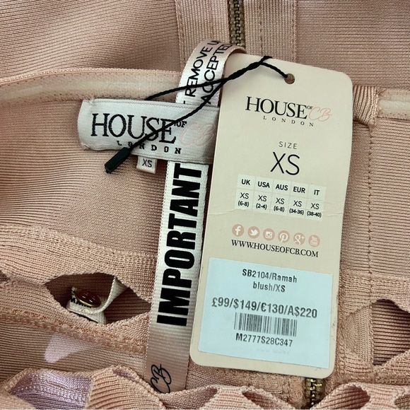 House of CB Ramah Off The Shoulder Dress with Cutouts in Blush sz XS - Picture 6 of 6